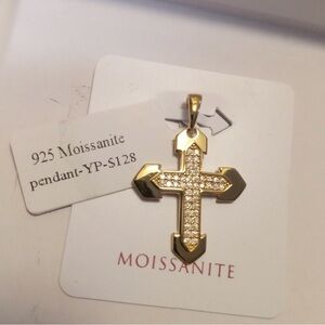 Moissanite Gold Cross Pendant Necklace